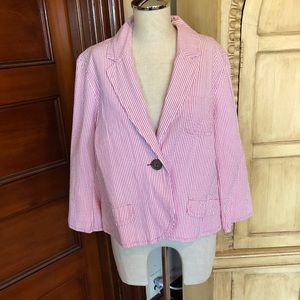 Pink and White striped blazer